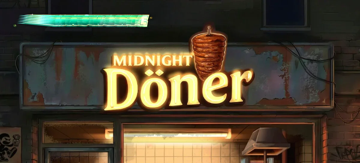 Midnight Doner slot game interface na may mga sangkap ng kebab at neon lights.